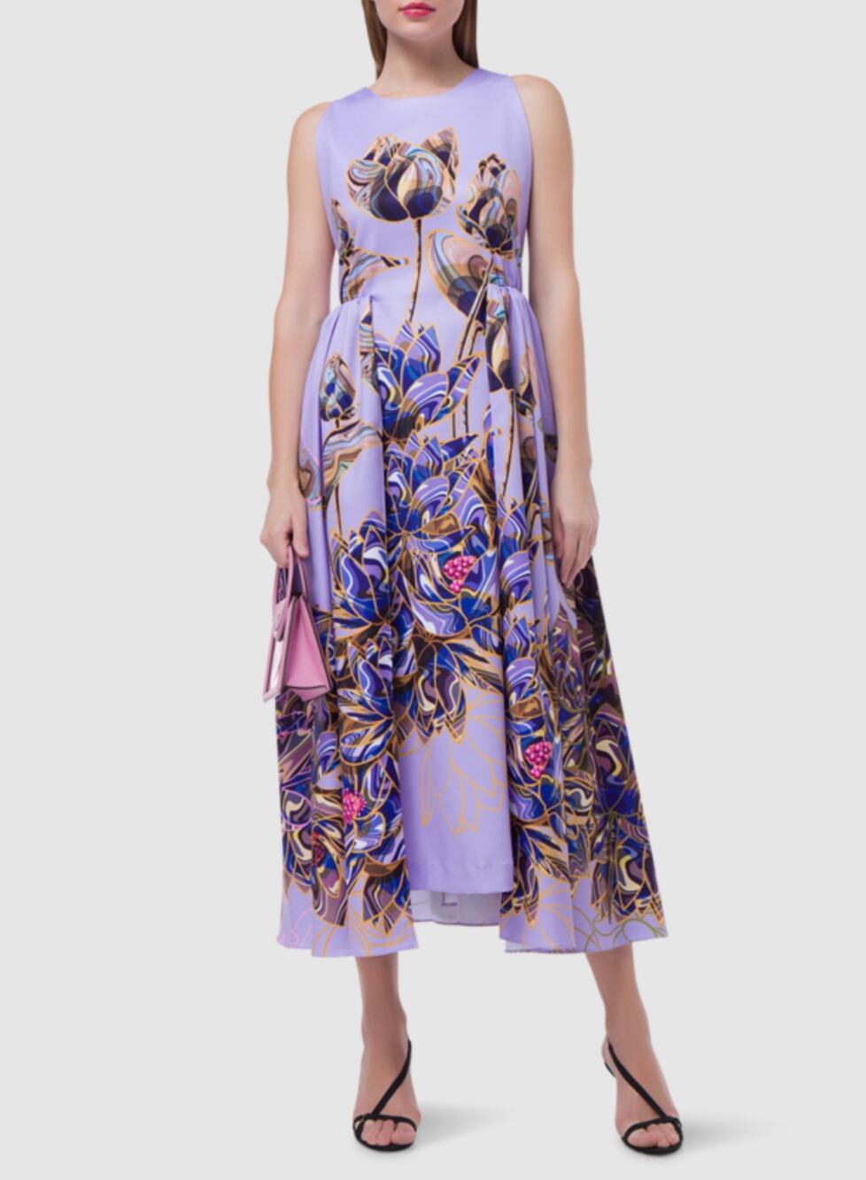 NEW Kika Vargas Augusta Midi Dress XS Purple Sleeveless Floral Wedding Party